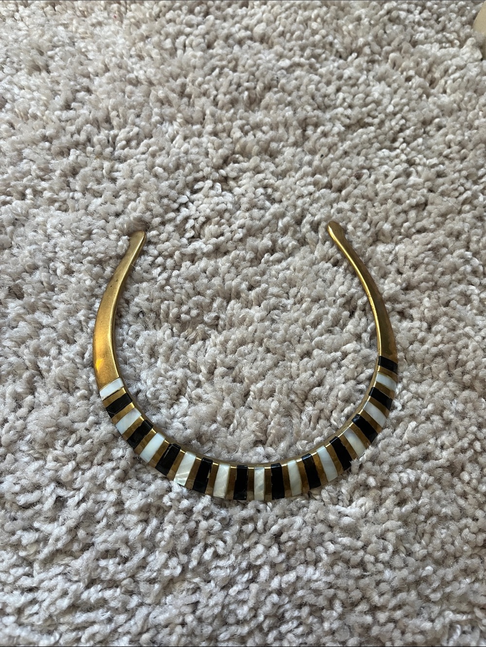 Gold-Tone Black and Ivory Inlay Collar Necklace